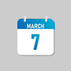 White daily calendar Icon March in a Flat Design style. Easy to edit Isolated vector Illustration.