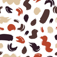 Obraz na płótnie Canvas Vector seamless pattern with abstract colored elements on white background. Hand drawn brush smear, sloppy, stroke