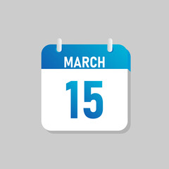 White daily calendar Icon March in a Flat Design style. Easy to edit Isolated vector Illustration.