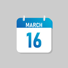 White daily calendar Icon March in a Flat Design style. Easy to edit Isolated vector Illustration.