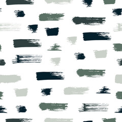 Vector seamless pattern with colored brush strokes on white background. Hand drawn brush smear, sloppy, stroke