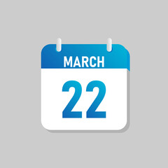 White daily calendar Icon March in a Flat Design style. Easy to edit Isolated vector Illustration.