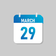 White daily calendar Icon March in a Flat Design style. Easy to edit Isolated vector Illustration.