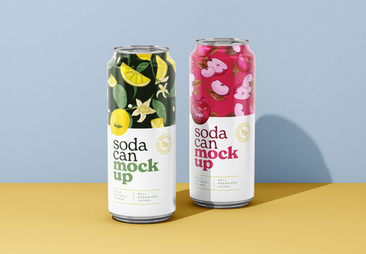 500ML Soda Cans Mockup