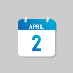 White daily calendar Icon April in a Flat Design style. Easy to edit Isolated vector Illustration.