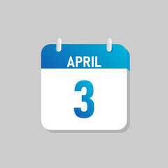 White daily calendar Icon April in a Flat Design style. Easy to edit Isolated vector Illustration.