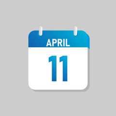 White daily calendar Icon April in a Flat Design style. Easy to edit Isolated vector Illustration.