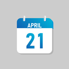 White daily calendar Icon April in a Flat Design style. Easy to edit Isolated vector Illustration.