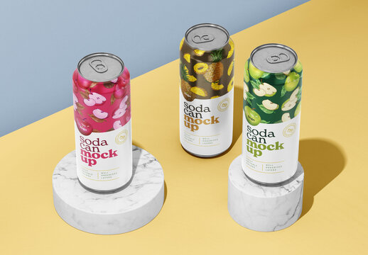 500ML Soda Cans Mockup for Product Packaging and Brand Identity
