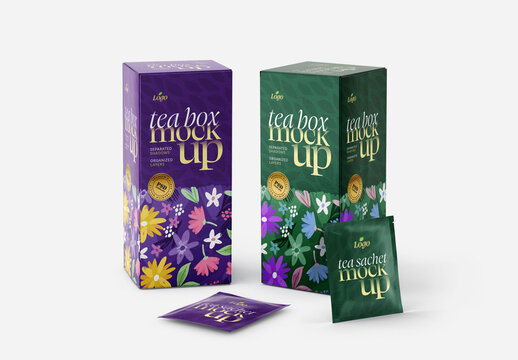 Tea Boxes And Tea Bags Mockup