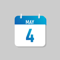 Fototapeta na wymiar White daily calendar Icon May in a Flat Design style. Easy to edit Isolated vector Illustration.