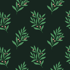 Floral vector seamless pattern. Delicate botanical wallpaper. Repeatable background with leaves.