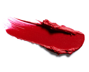 Red lipstick stroke isolated on white background