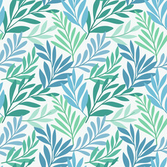 Fototapeta na wymiar Floral vector seamless pattern. Delicate botanical wallpaper. Repeatable background with leaves.