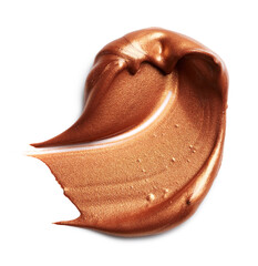 Bronze metallic paint stroke isolated on white background