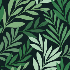 Fototapeta premium Floral vector seamless pattern. Delicate botanical wallpaper. Repeatable background with leaves.