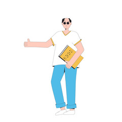 Blind man with book. Person with disability have a braille book.