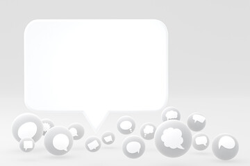 Idea comment or think reactions emoji 3d render,social media balloon symbol with comment icons...