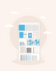 Online reading. Electronic books. Knowledge, education, learning symbol.