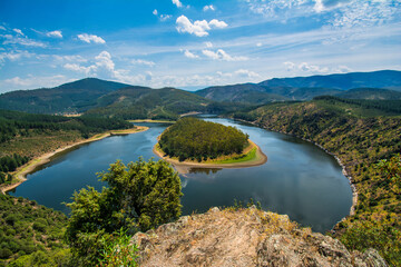 Meandro De Melero, Located In Extremadura Spain. Landscape Of Nature And The Alagón River.
