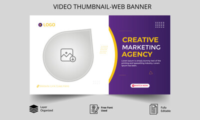 Modern Editable video thumbnail and web banner design.for Online Business and Video Promotion Tutorials