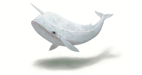 Fantasy whale isolated on white background. Surreal animal 3d illustration. painting © Jorm Sangsorn