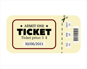 The ticket is beige. Retro ticket. Public transport pass. Travel. Background. Illustration. Vector. Minimalism