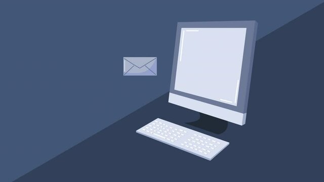 envelope email with desktop computer
