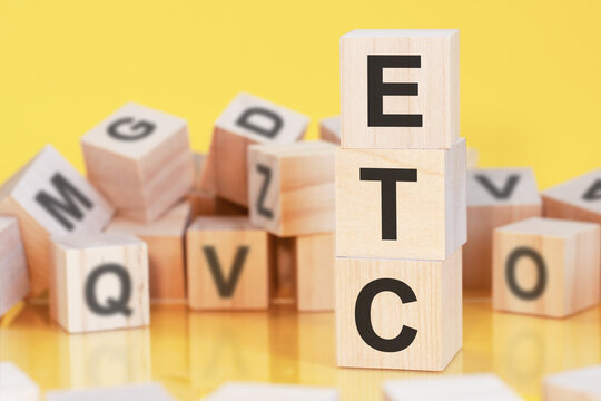 word etc from wooden blocks with letters, concept