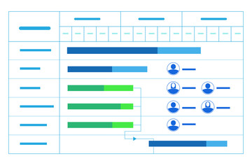 Illustration of gantt chart in project management concept