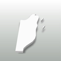 Belize - white 3D silhouette map of country area with dropped shadow on grey background. Simple flat vector illustration.