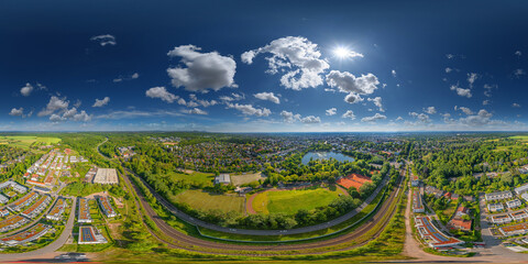 Droneshot of Darmstadt City in Germany 360° x 180° Panorama