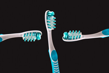 toothbrush close-up on a dark background. oral hygiene