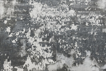 abstract gray painted old wall for background or texture, peeling paint and stucco with cracks like grunge style