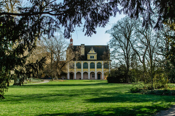 The area of Opocno castle with beautiful park in English style and Summer Residence in Renaissance style, Czech republic