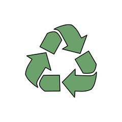 Vector Recycle icon, symbol or emblem isolated on white background. Reduce, reuse, recycle sign with for ecological zero waste concept and lifestyle