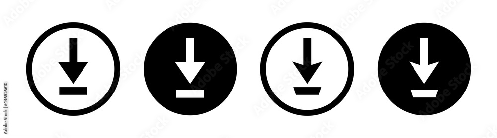 Poster download files icons vector set for web site or application. various simple download icon isolated f