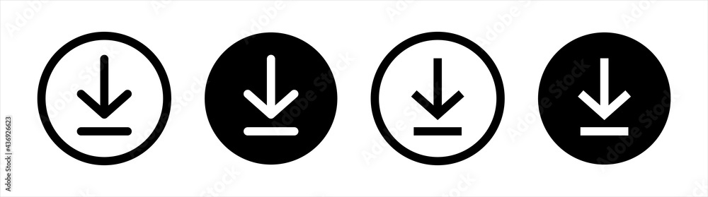 Poster download files icons vector set for web site or application. various simple download icon isolated f