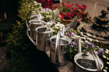 flower arrangements in the garden in summer