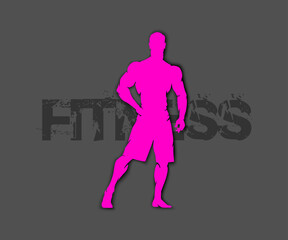 Muscle man silhouette graffiti icon on white background, lifting weights fitness gym icon, athlete banner, bodybuilder logo on empty background, athlete men's bare torso