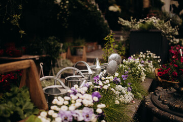 flower arrangements in the garden in summer
