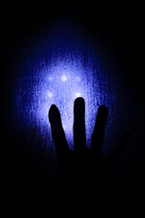 Beautiful light in the soul of abstraction scoreboard diodes hand background