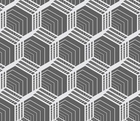 Seamless pattern of gray and white hexagons