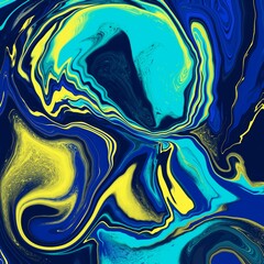 Glowing liquid dynamic flow. Trendy fluid cover design. Illustration for your design. Liquid marble design abstract painting background
