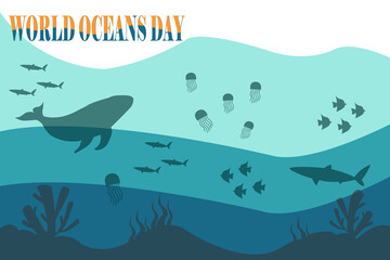 world ocean day celebration illustration