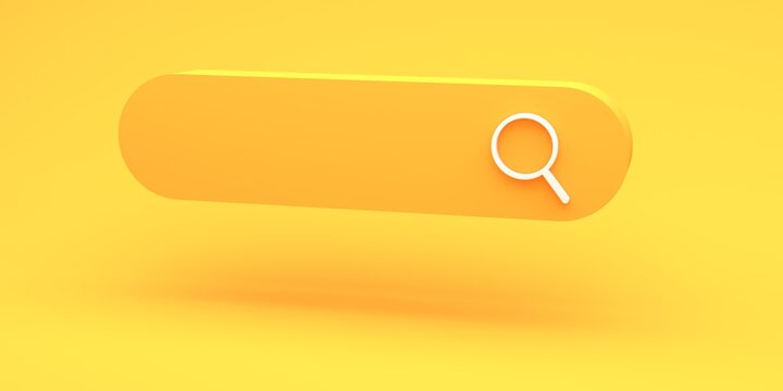 3D Render Of Search Bar With Magnifying Glass