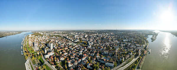 panorama of Danube River and City of Ruse, Bulgaria