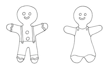 Christmas gingerbread man. Vector illustration in doodle style.