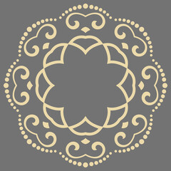 Elegant vintage ornament in classic style. Abstract traditional round golden pattern with oriental elements. Classic vintage pattern