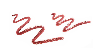 Red lip pencil traces isolated on white
